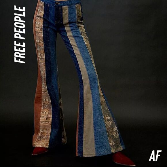 FREE PEOPLE SERENA FLARE LOW RISE JEANS NWT 31 & 32 left - Picture 5 of 14